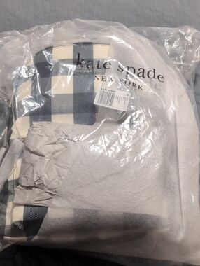 kate spade Checkered Tote in Cream & Navy